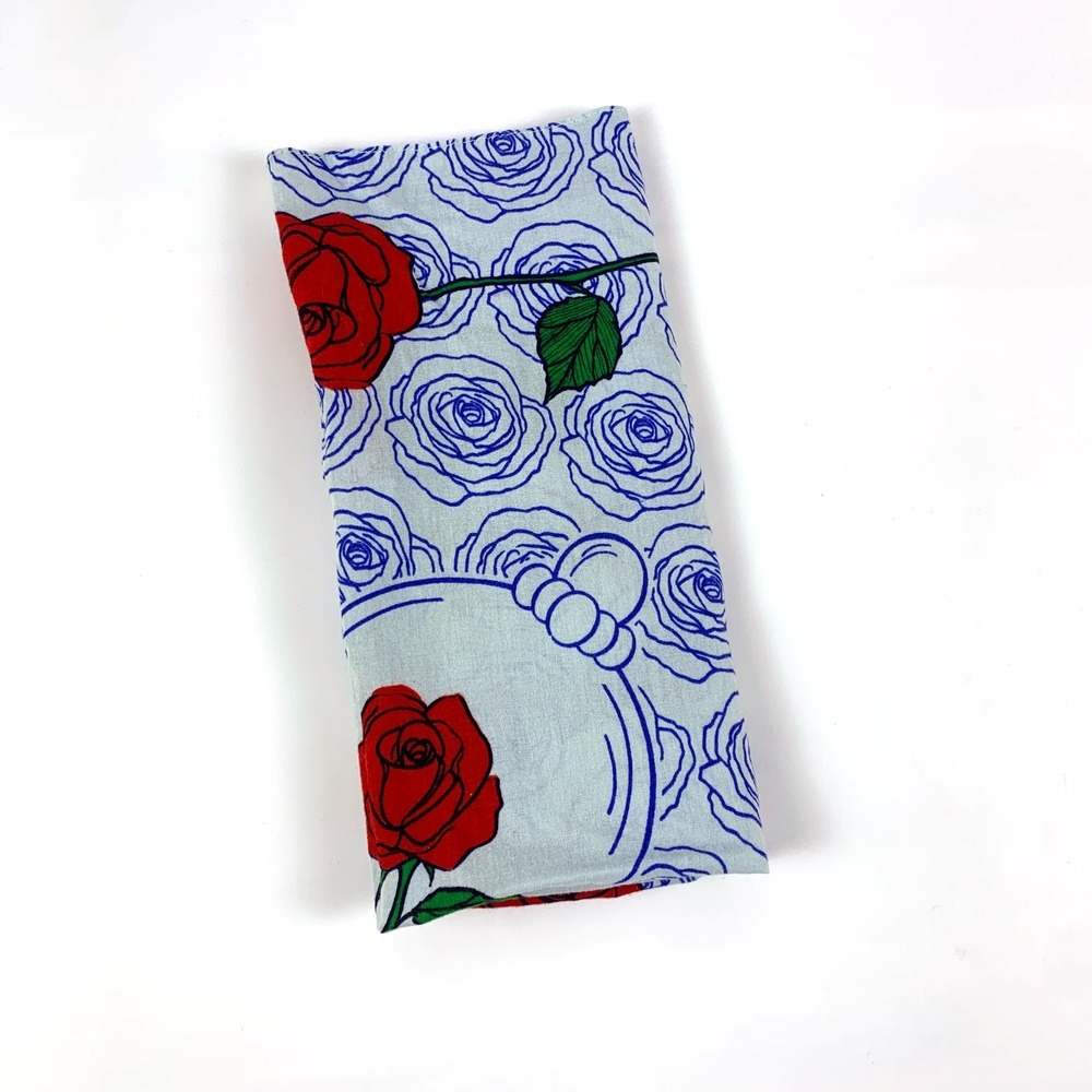Disney Beauty and the Beast Enchanted Rose Hankerchief Bandana Blue Red Cotton - Picture 6 of 7